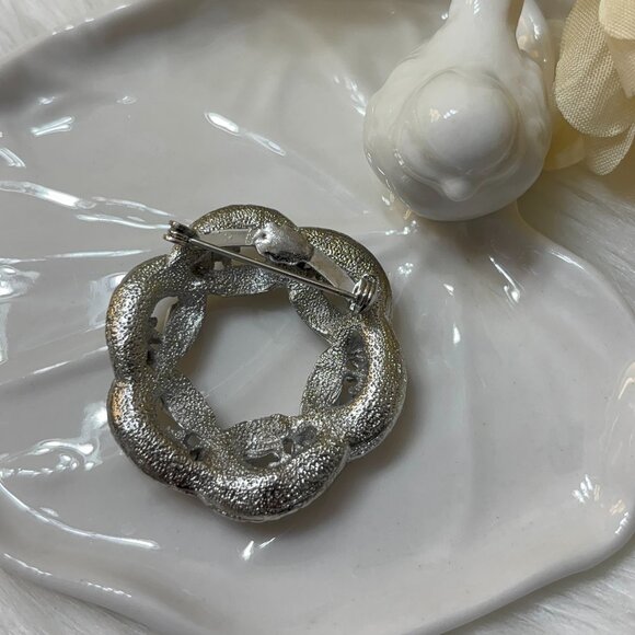 RHINESTONE SILVERPLATED BROOCH - Picture 4 of 5